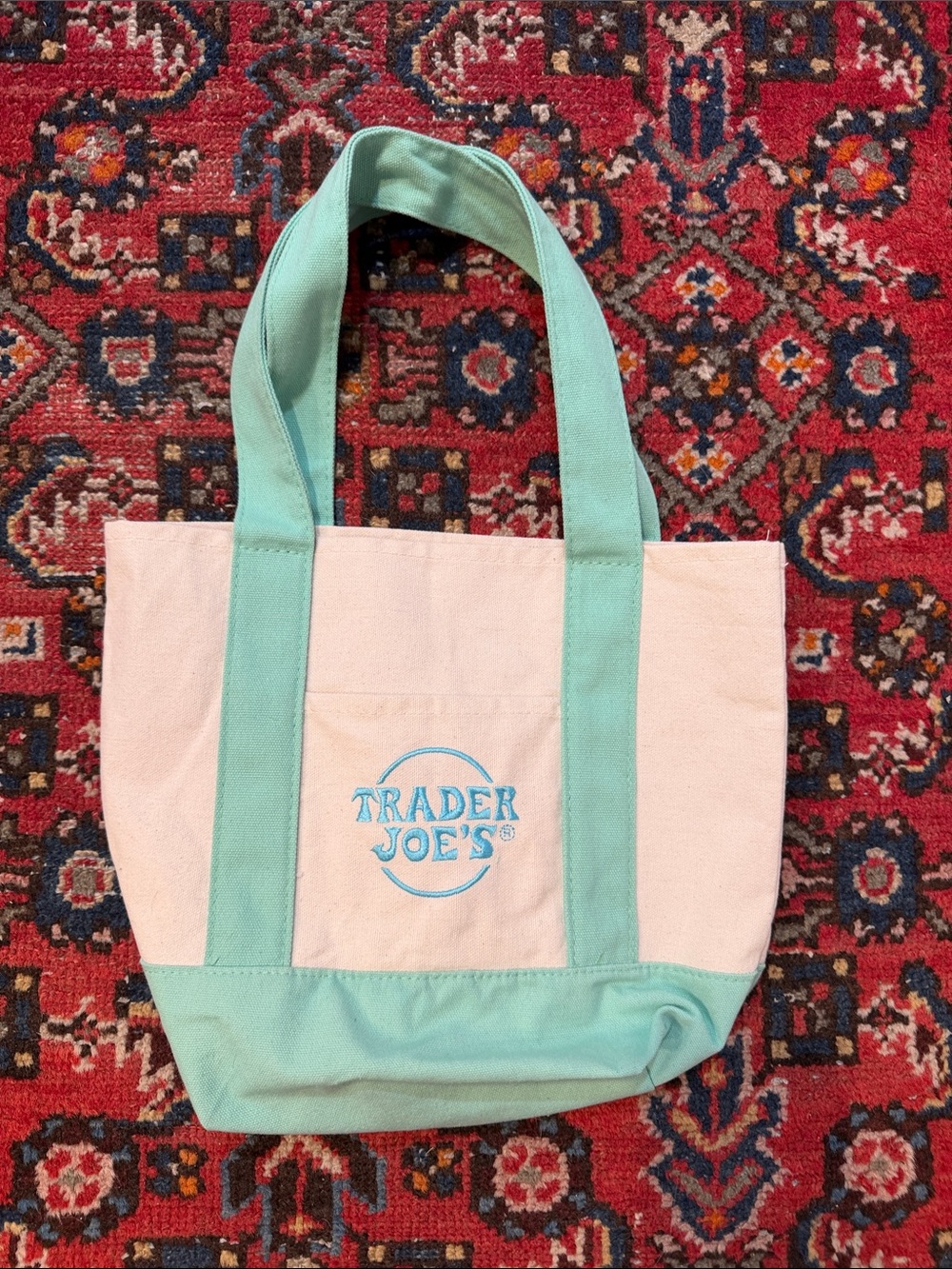 Trader Joe’s Cream and Mint Canvas Tote Bag - Pastel